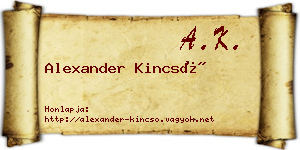 Alexander Kincső névjegykártya